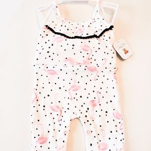 Pink Flamingo Black and Pink Baby Girl Romper